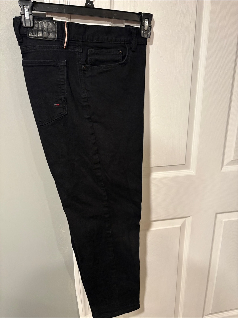 Tommy Hilfiger Men's Slim Black Jeans with Flag Stitch